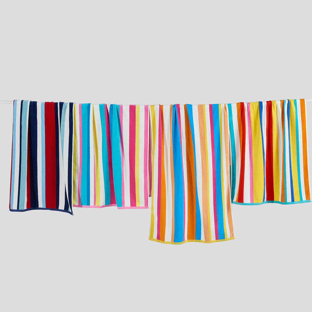 Cotton Velour Cabana Stripe Beach Towel - Novia Collection in 4 Pack- 30" x 60" Multi Colorful Stripes - photo