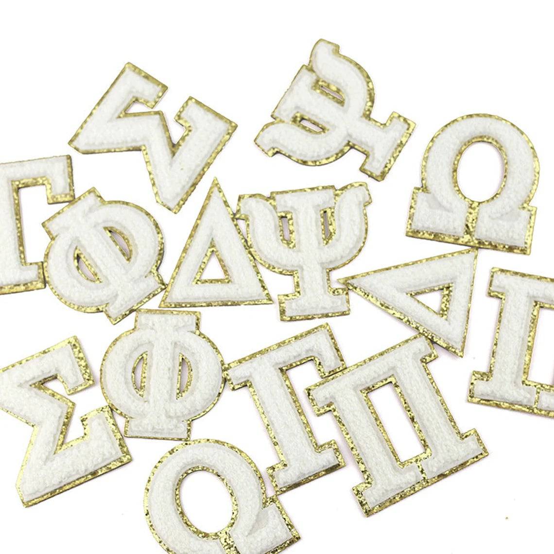 Greek Alphabet Self Adhesive Chenille Patches in - Apparel & Accessories photo