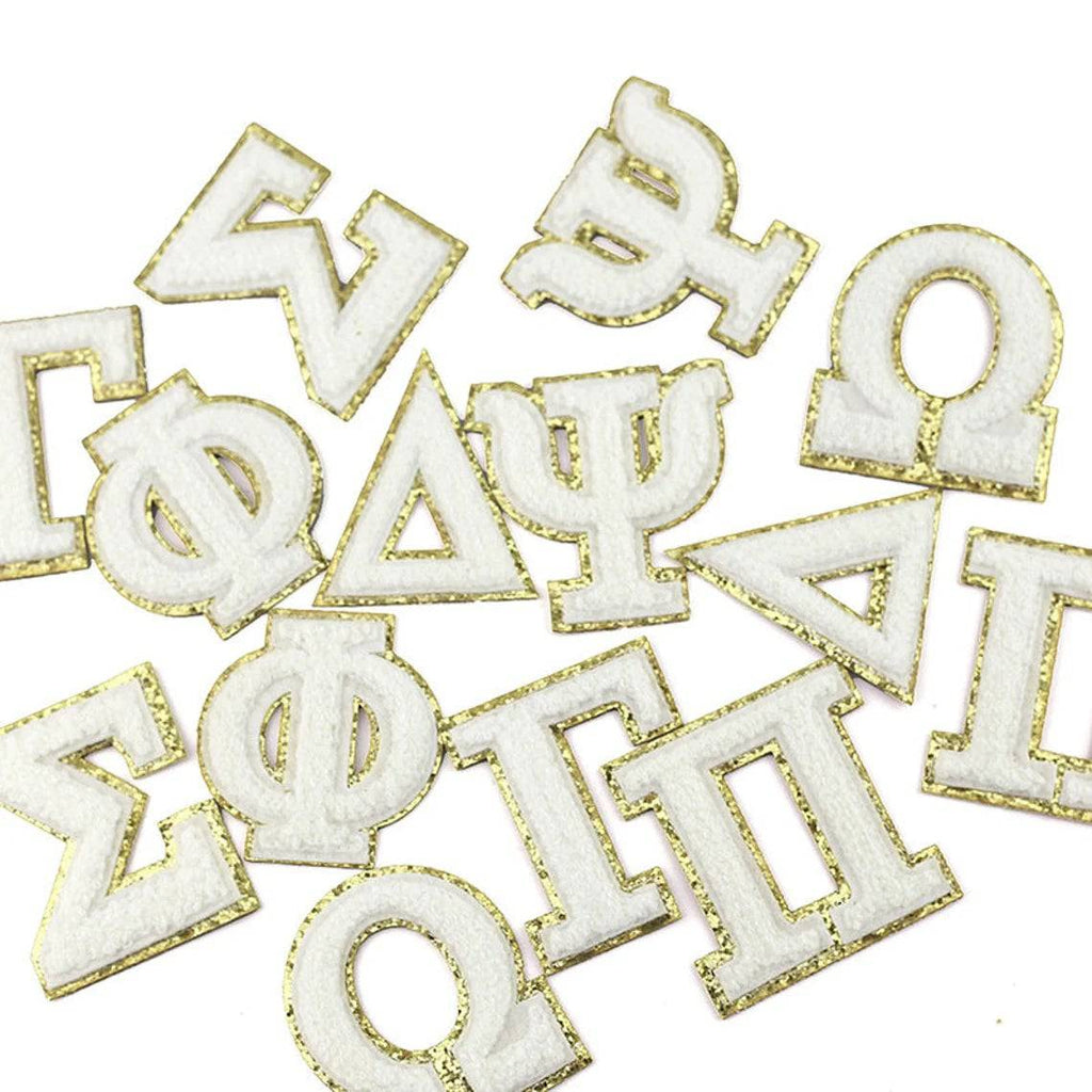 Greek Alphabet Self Adhesive Chenille Patches in - Apparel & Accessories photo