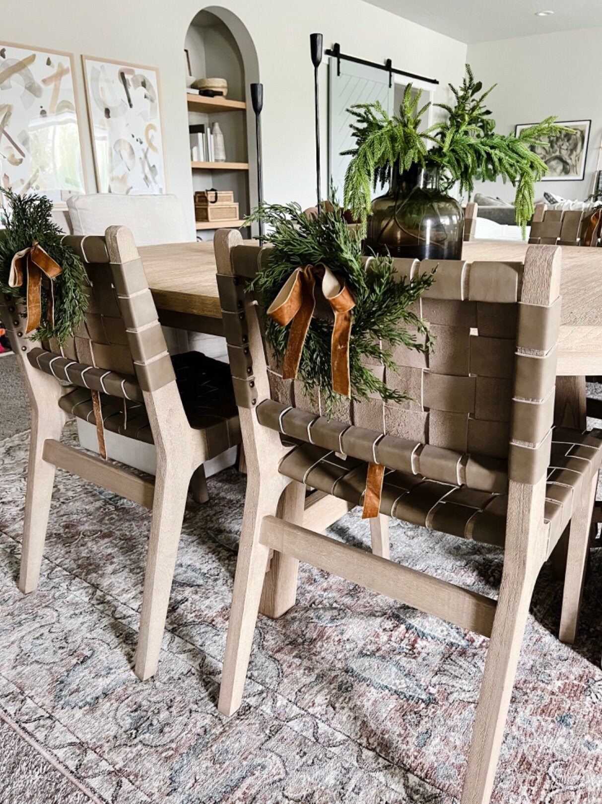 Neutral Mini Cedar Cabinet Wreaths with Ribbon in - Wreath photo