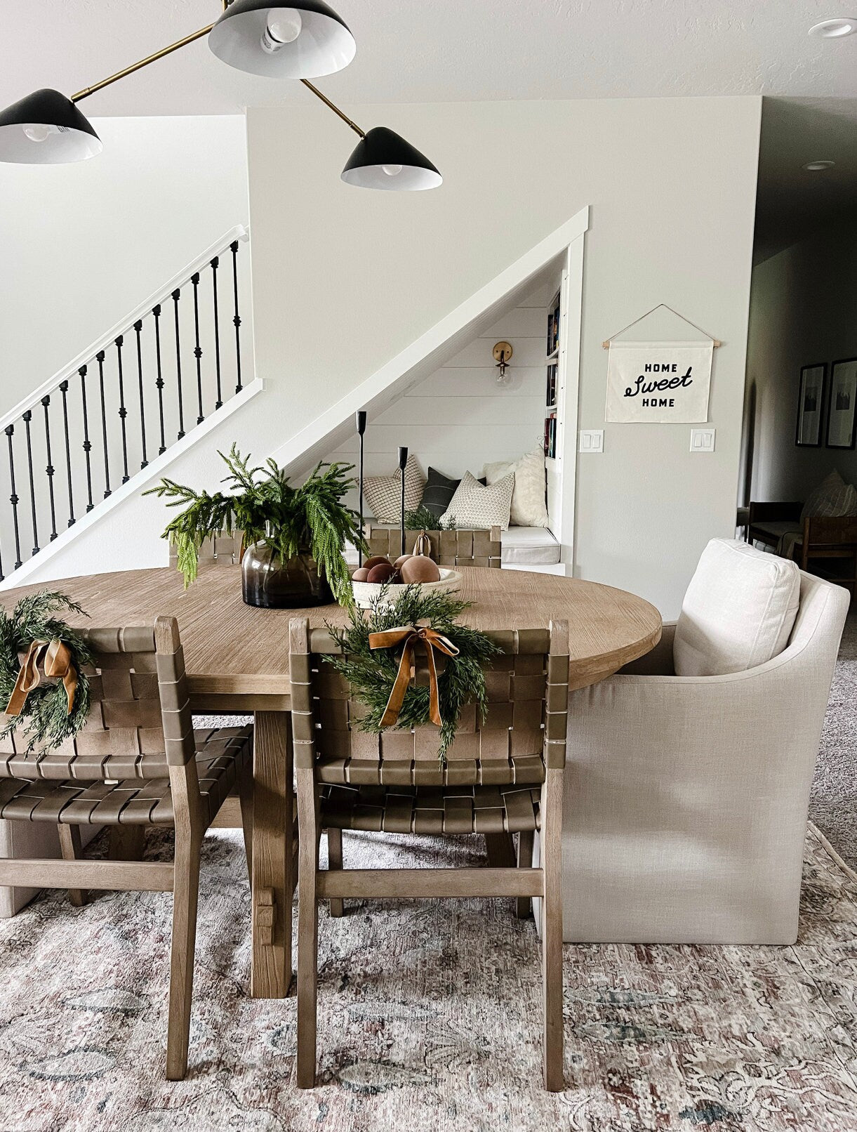 Neutral Mini Cedar Cabinet Wreaths with Ribbon in - Wreath photo