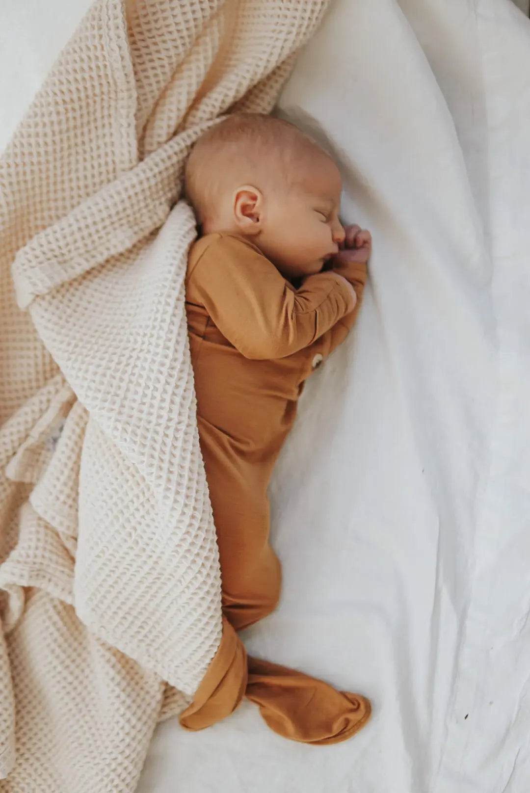 Knotted Baby Gown & Hat Set - Camel Brown (Newborn-3 months) in - Newborn Knotted Baby Gown Sets photo