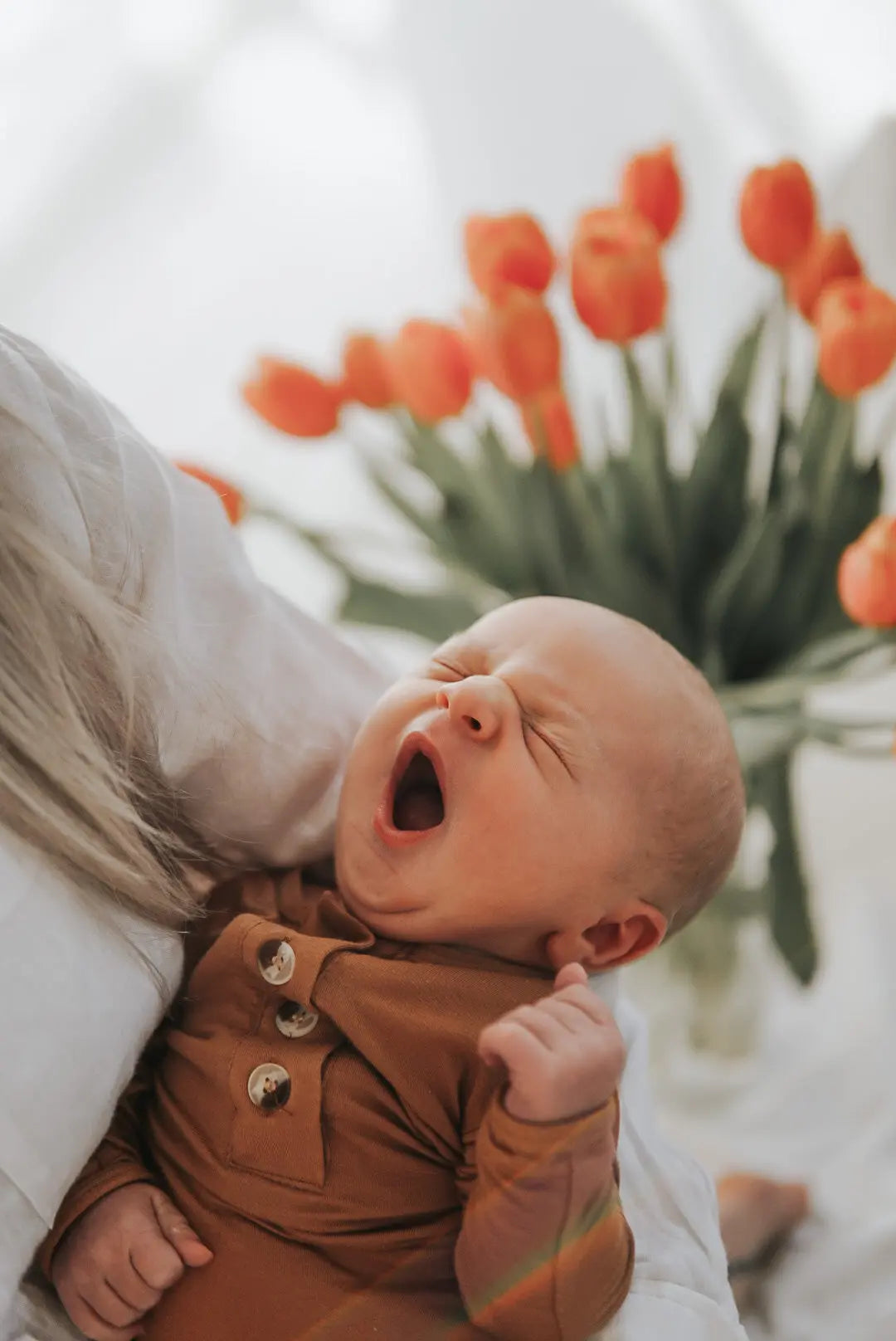 Knotted Baby Gown & Hat Set - Camel Brown (Newborn-3 months) in - Newborn Knotted Baby Gown Sets photo