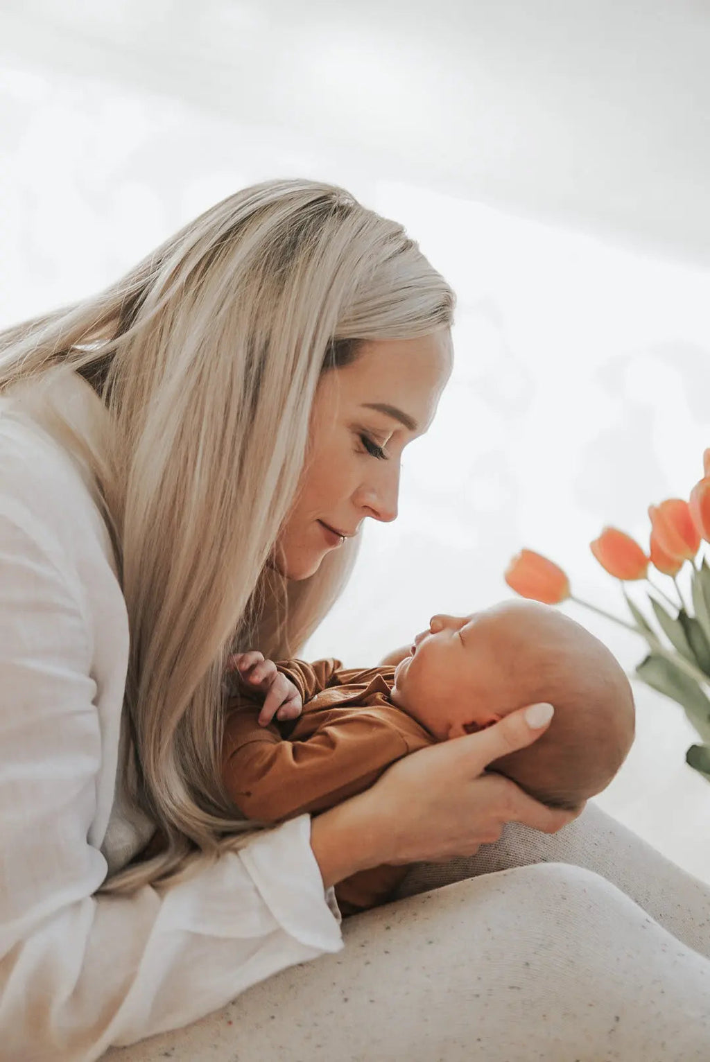 Knotted Baby Gown & Hat Set - Camel Brown (Newborn-3 months) in - Newborn Knotted Baby Gown Sets photo