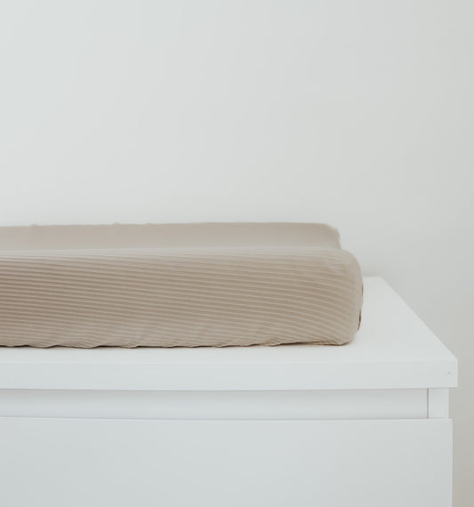 Oat Ribbed Changing Pad Cover in - photo