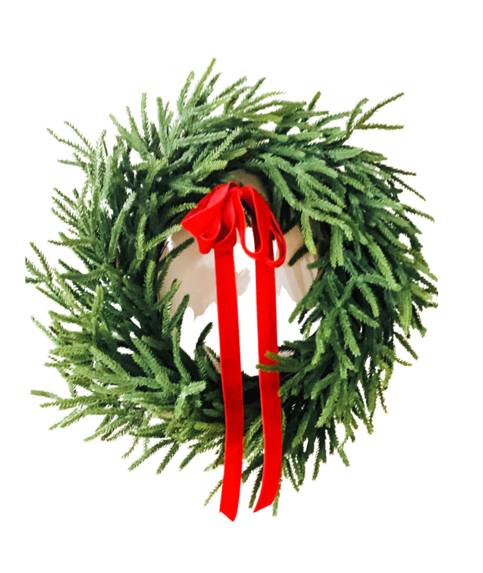 Real Touch Norfolk Pine Winter Wreath - SwagglyLife Home & Fashion