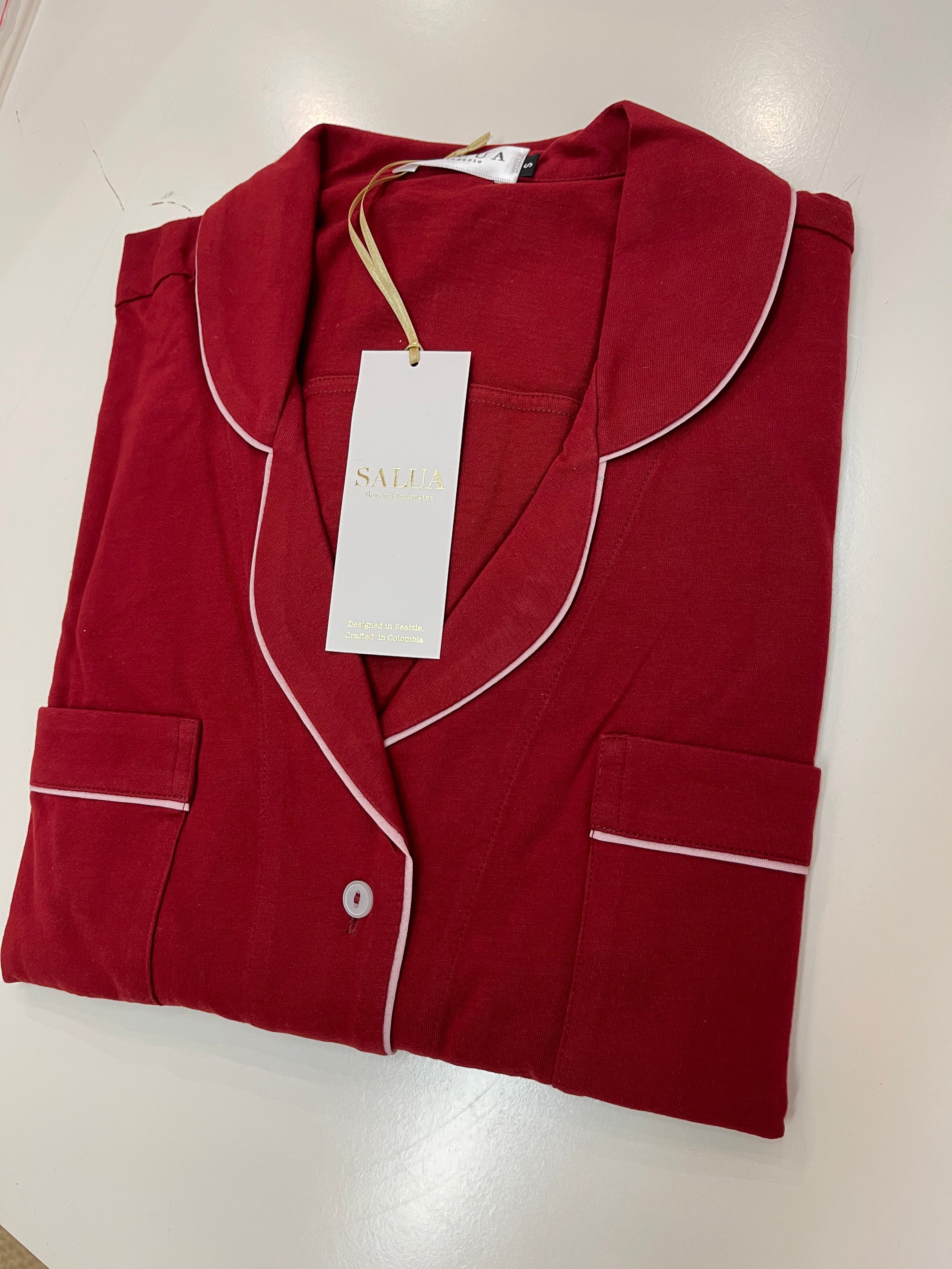 Long Luxury Sleep Shirt in Brushed Pima Cotton -Limited Colors in Rojo Vino - NIGHTSHIRTS photo