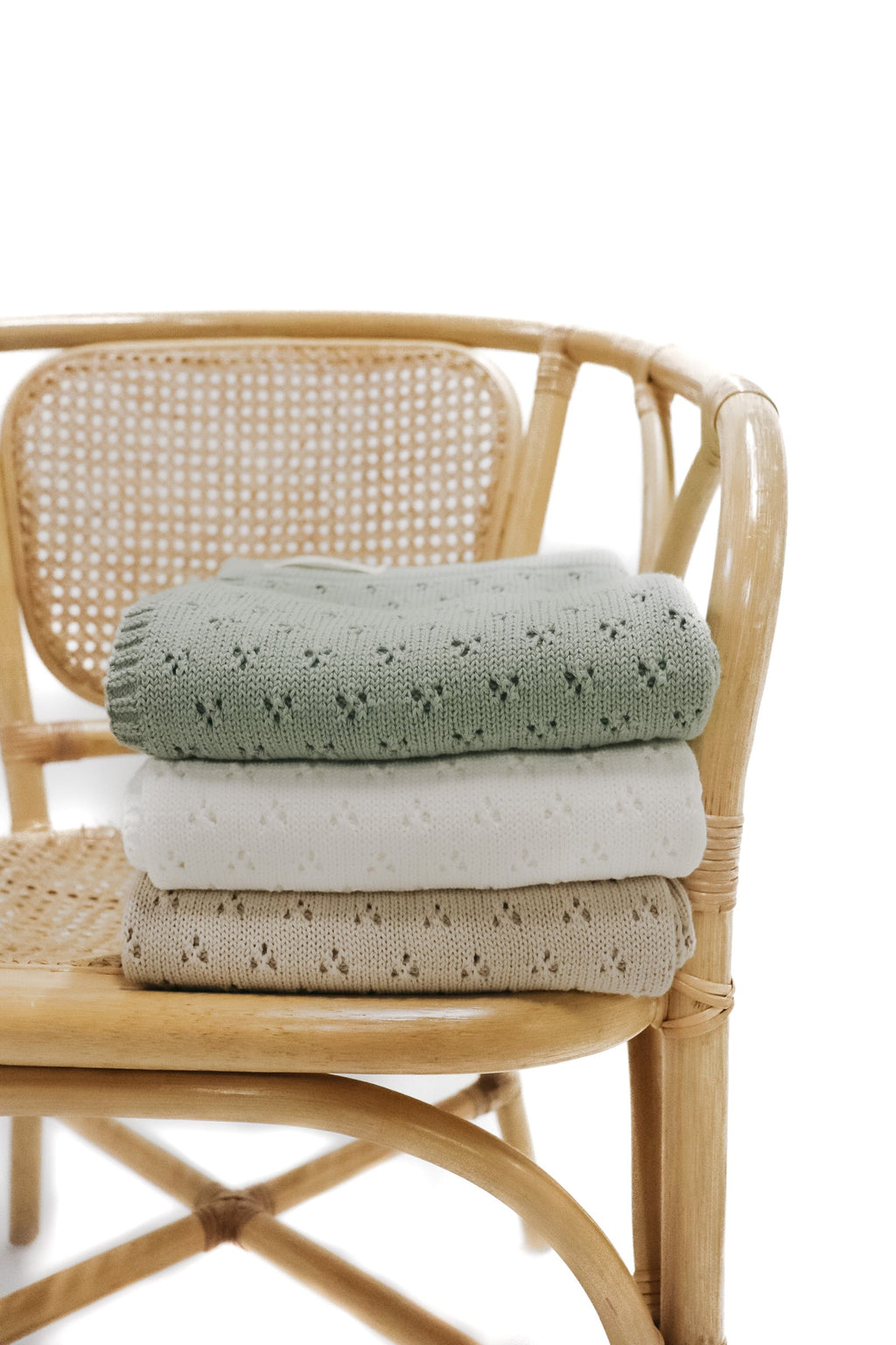 Mint Pointelle Knit Blanket in - photo