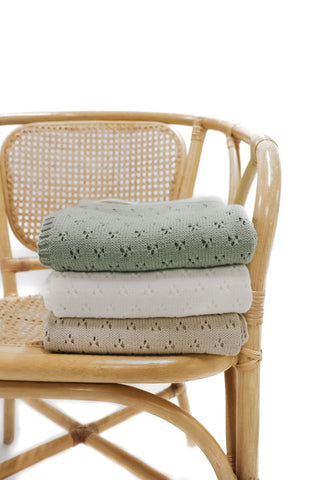 Mint Pointelle Knit Blanket in - photo