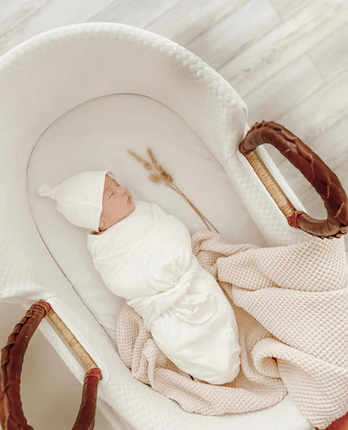 Swaddle Blanket and Hat Set - White in - Swaddle Blankets & Hat / Headband Sets photo