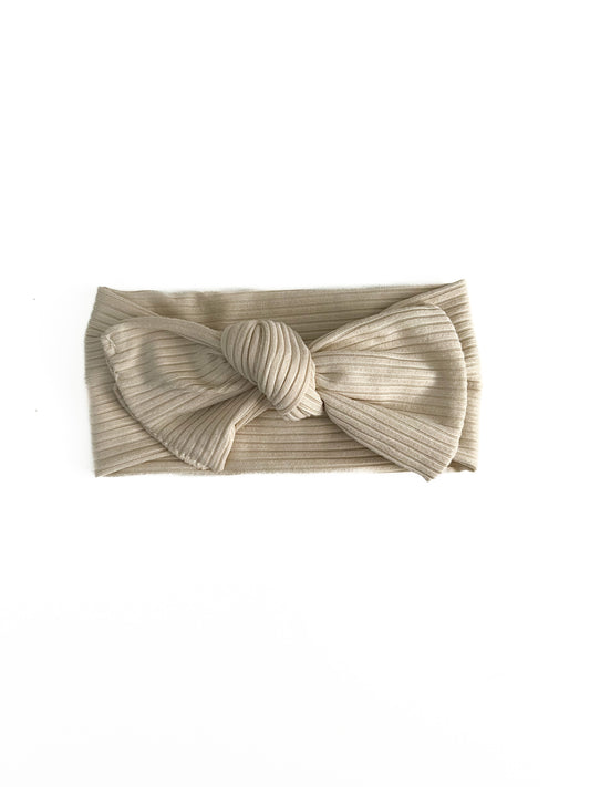 Oat Beige Baby Girl Bow Headwrap in - photo
