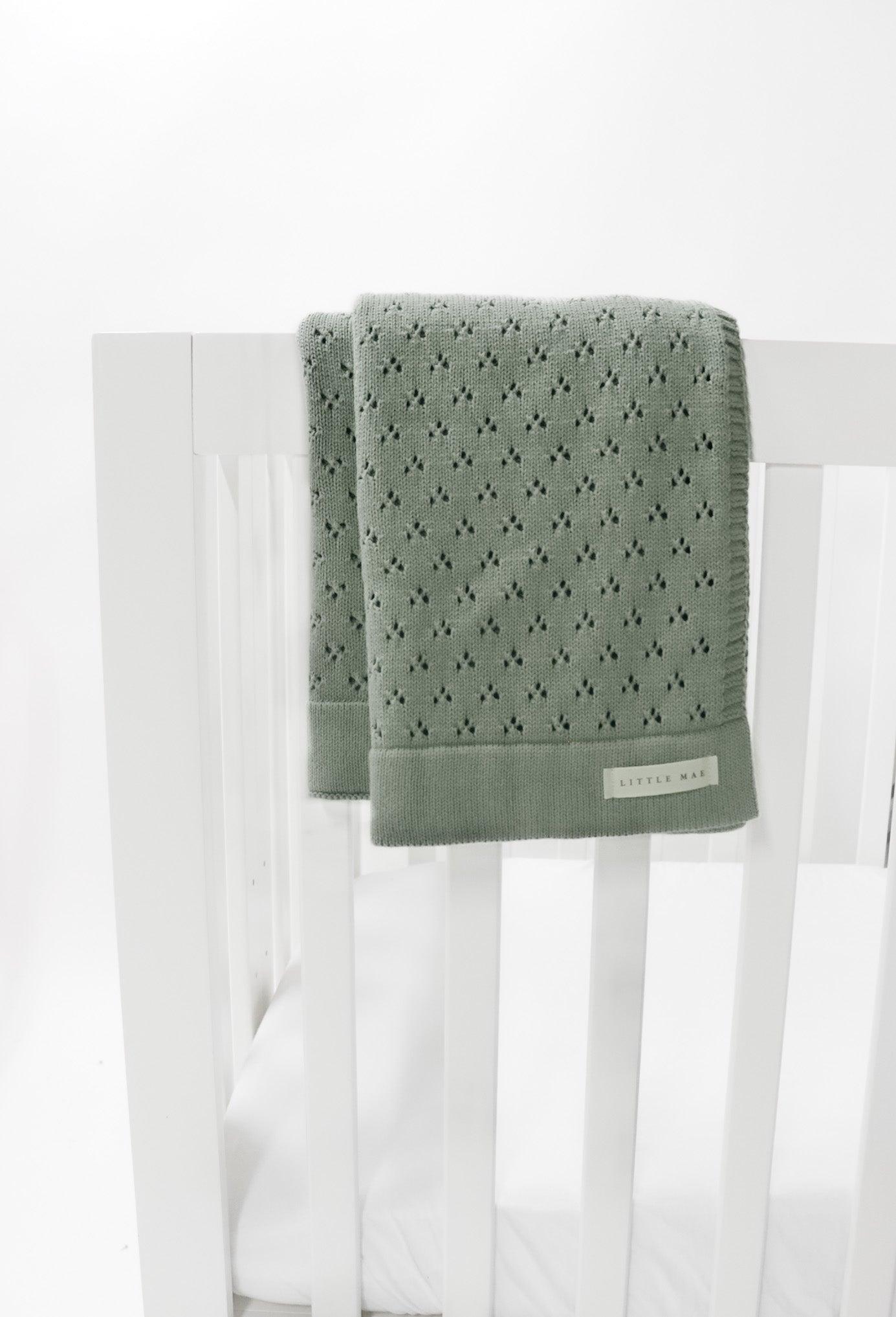Mint Pointelle Knit Blanket in - photo