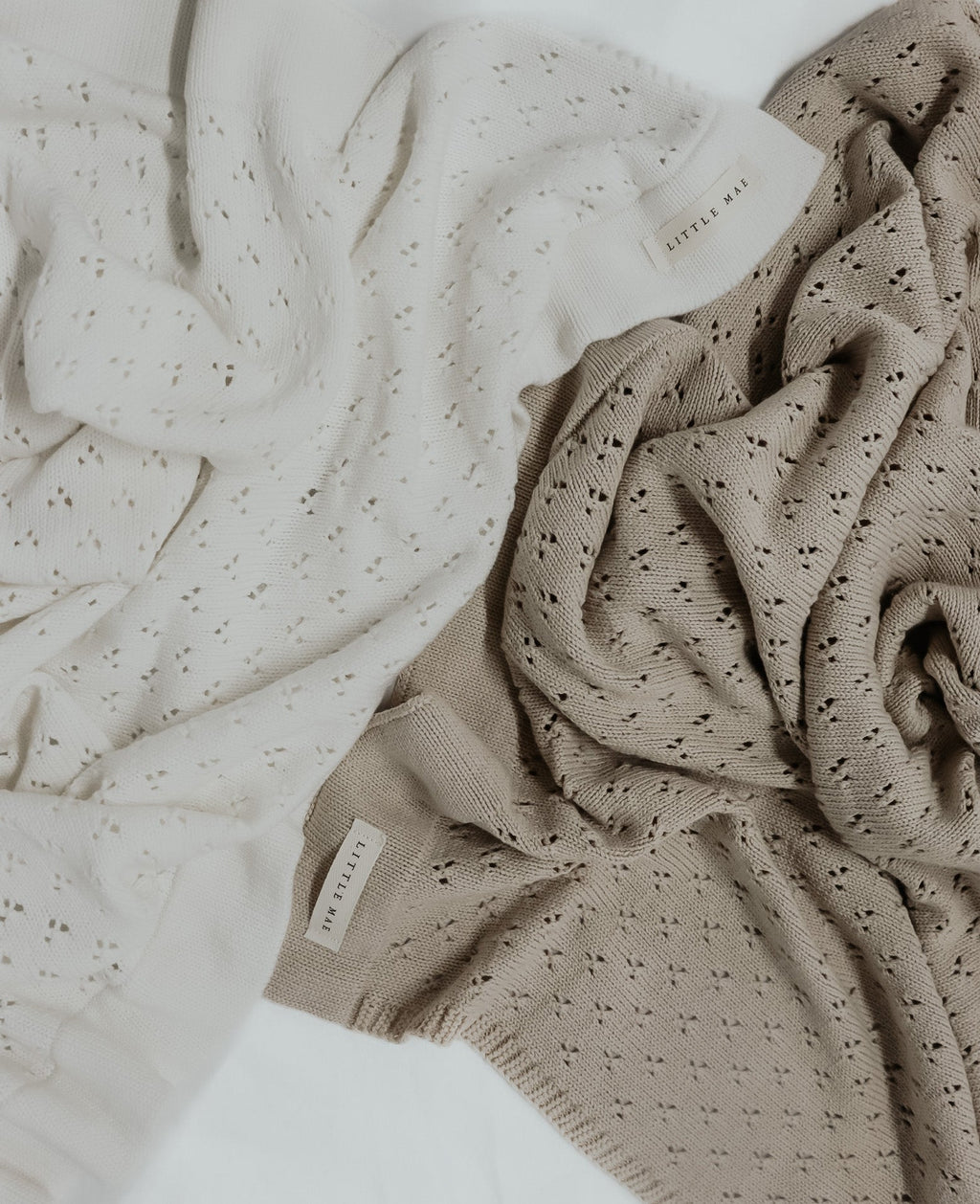 Little Mae & Co. Toffee Pointelle Knit Blanket in - photo