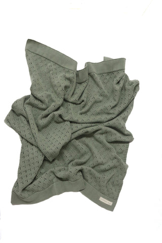 Mint Pointelle Knit Blanket in - photo