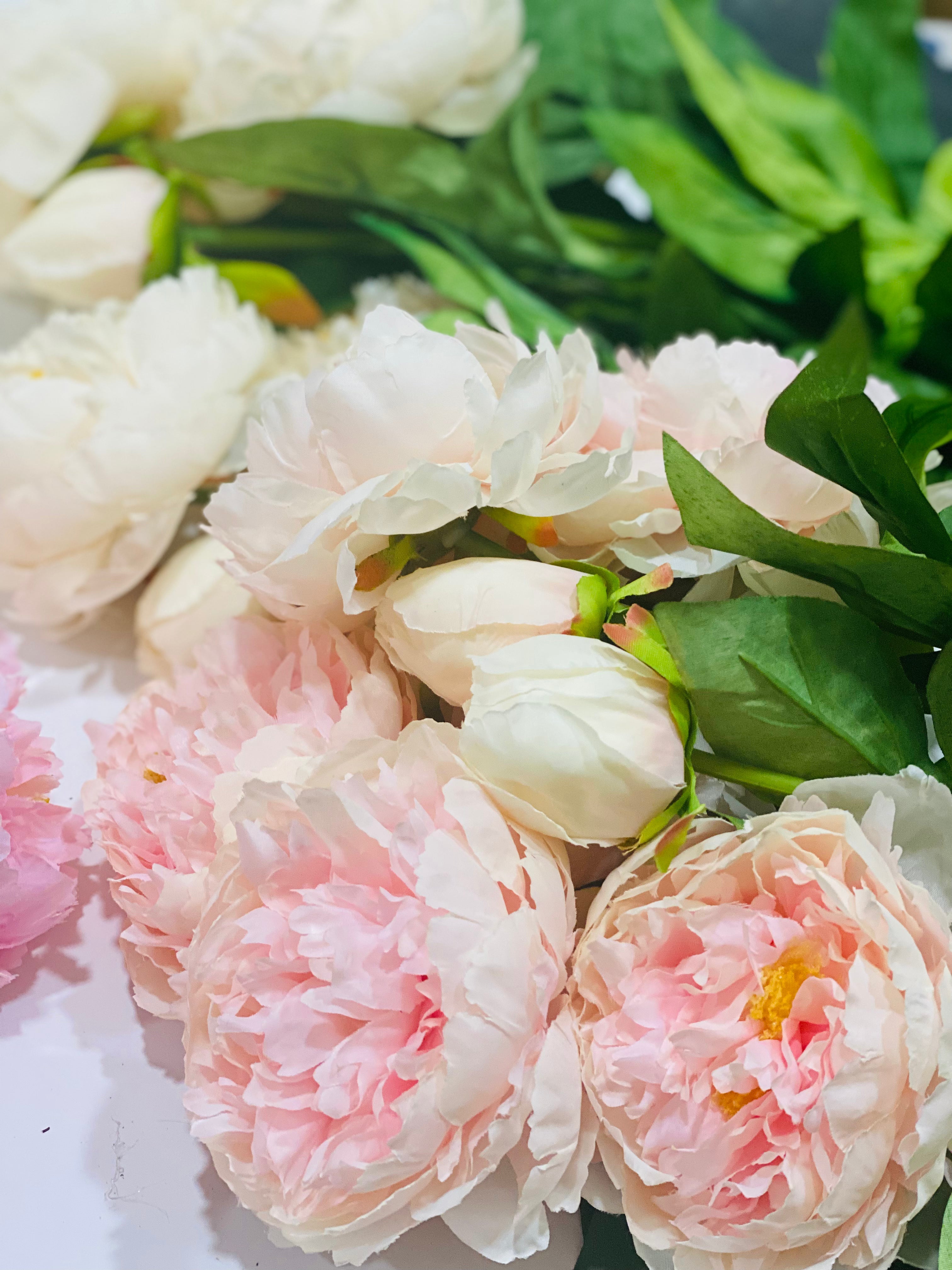 Realistic Artificial Peony - Bundle of 3 in Light Pink - bundle of 3 Stems - Florals photo