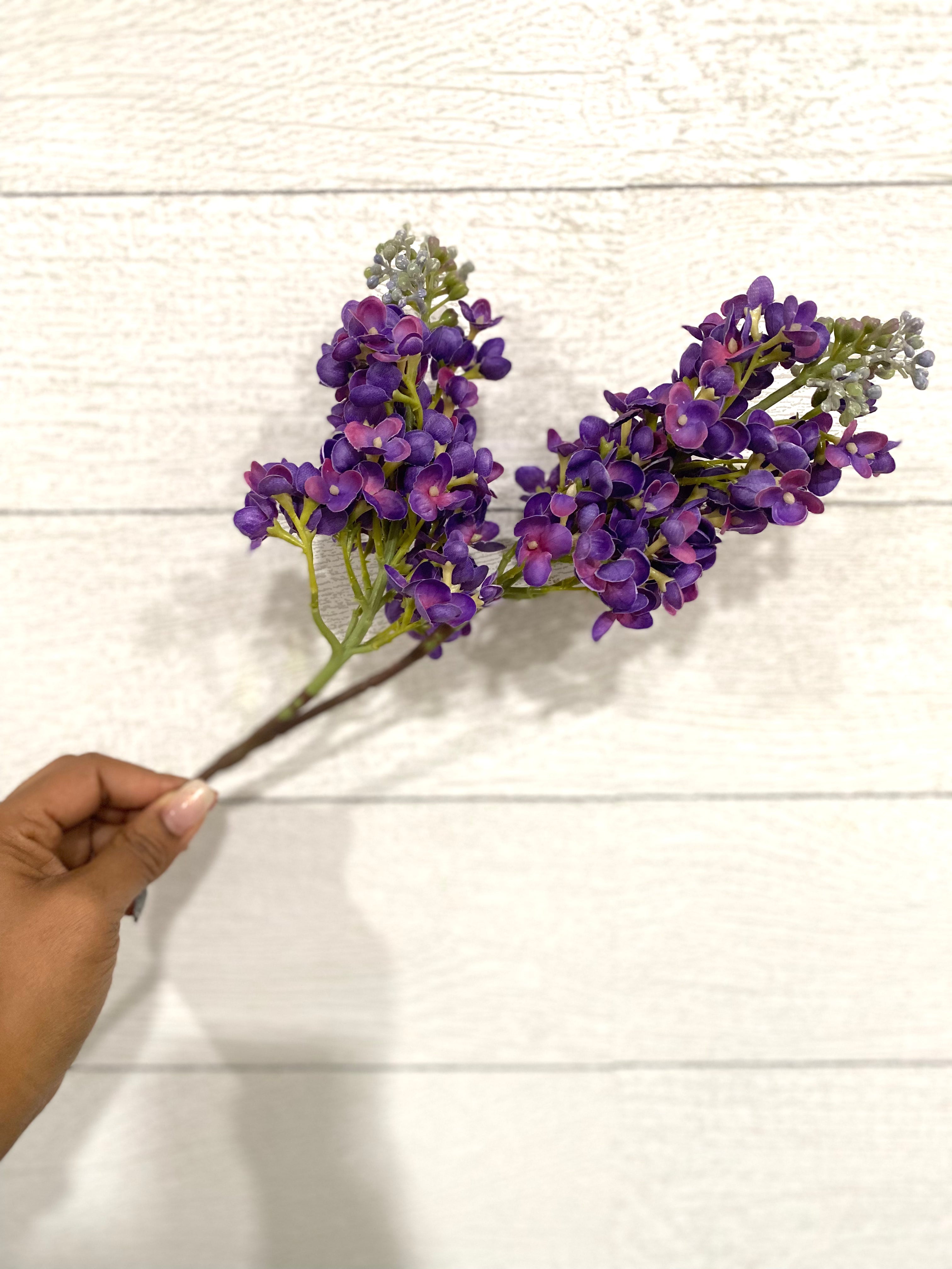 Real Touch Lilacs - Bundle of 3 in Violet Purple - Bundle of 3 Stems - Florals photo