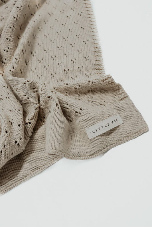 Little Mae & Co. Toffee Pointelle Knit Blanket in - photo