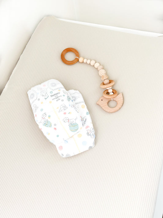 Oat Ribbed Changing Pad Cover in - photo