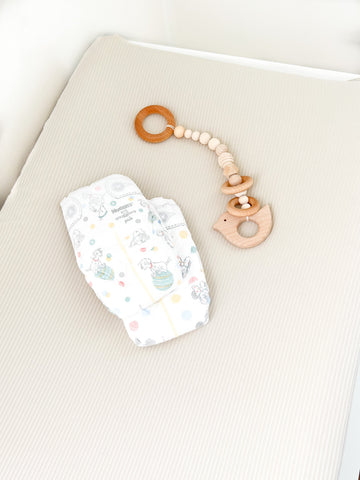 Oat Ribbed Changing Pad Cover
