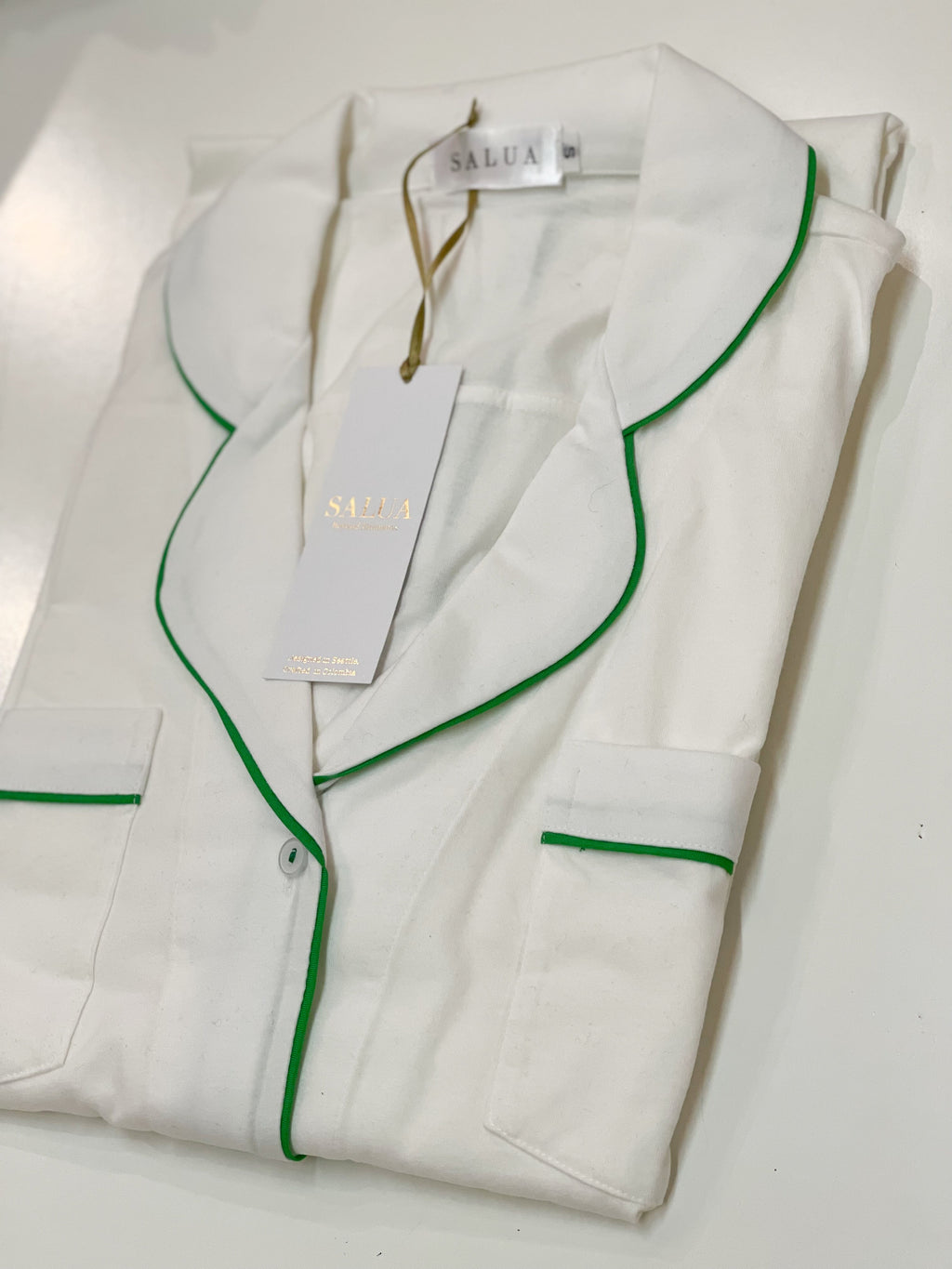 Long Luxury Sleep Shirt in Brushed Pima Cotton -Limited Colors in White Green - NIGHTSHIRTS photo