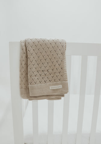 Little Mae & Co. Toffee Pointelle Knit Blanket in - photo