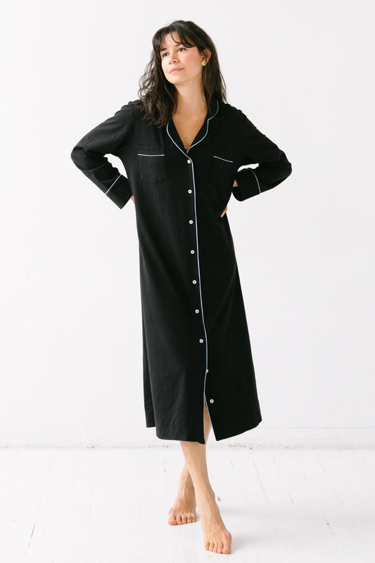 Long Luxury Sleep Shirt in Brushed Pima Cotton -Limited Colors in - NIGHTSHIRTS photo