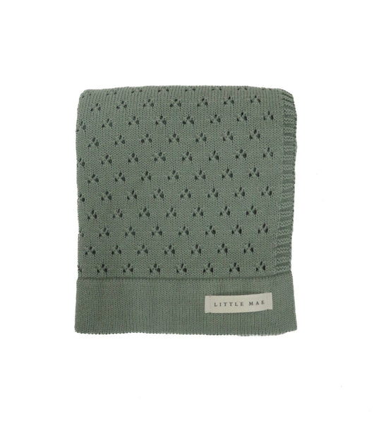 Mint Pointelle Knit Blanket in - photo