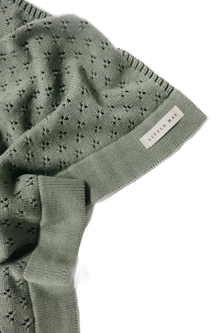 Mint Pointelle Knit Blanket in - photo