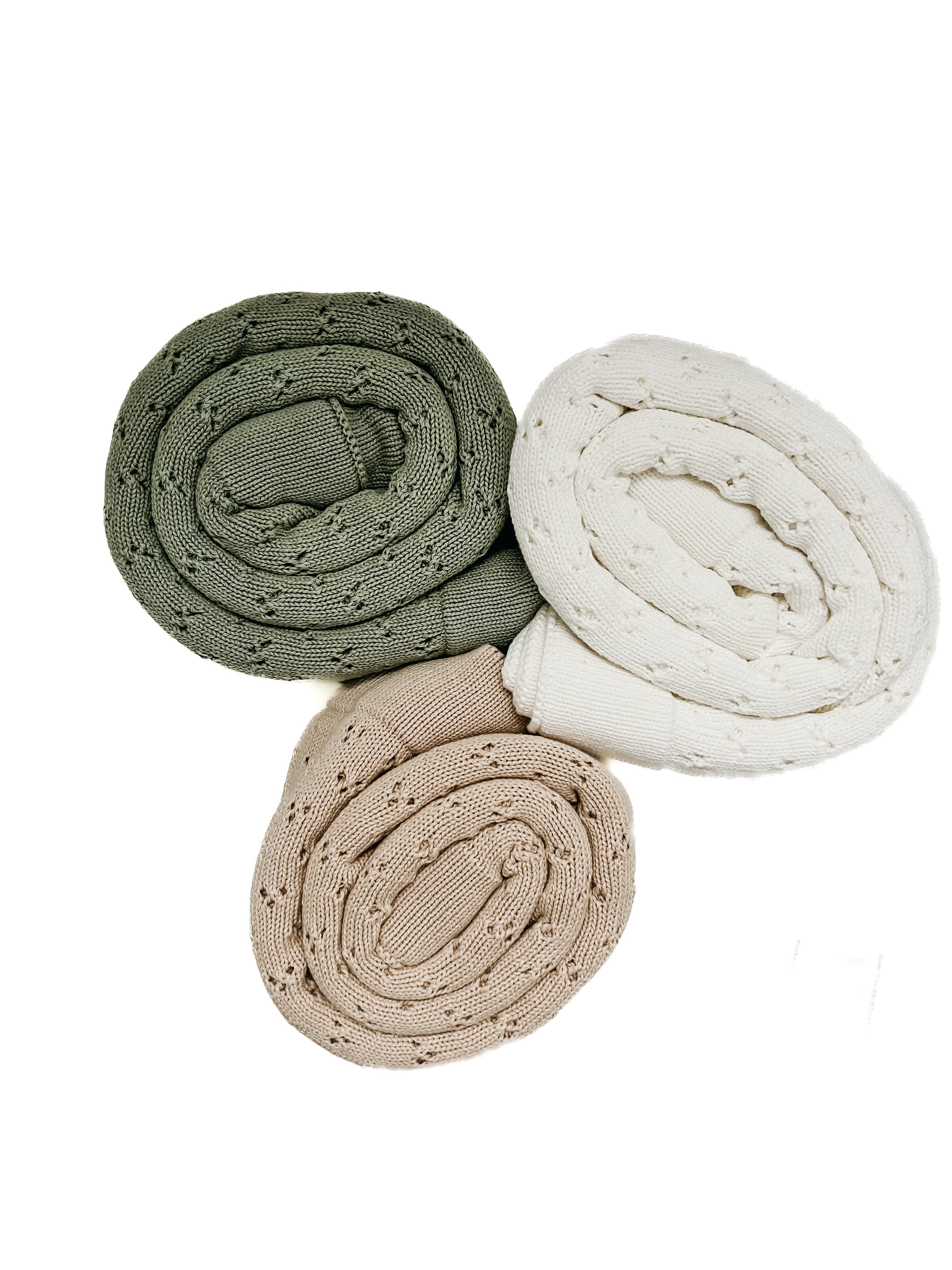 Mint Pointelle Knit Blanket in - photo