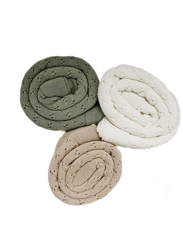 Mint Pointelle Knit Blanket in - photo