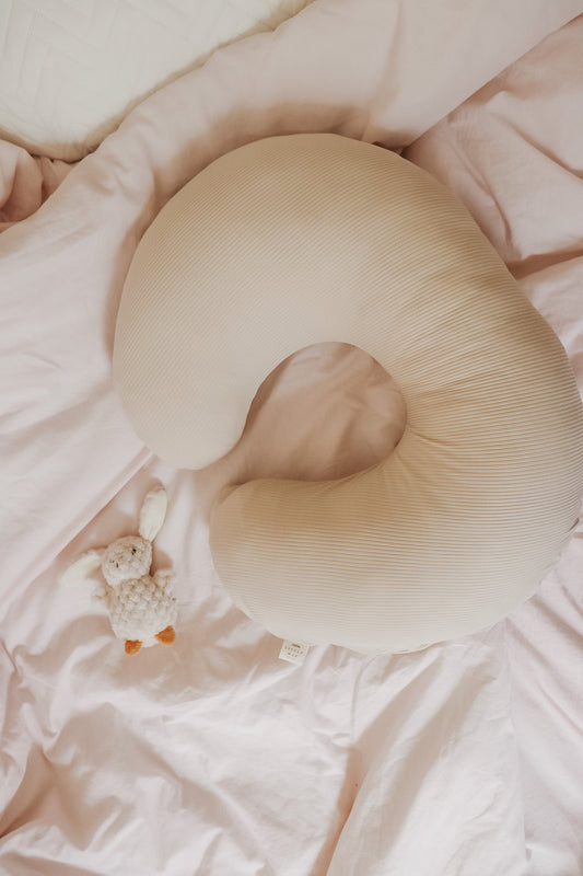Oat Ribbed Nursing Pillow Cover in - photo