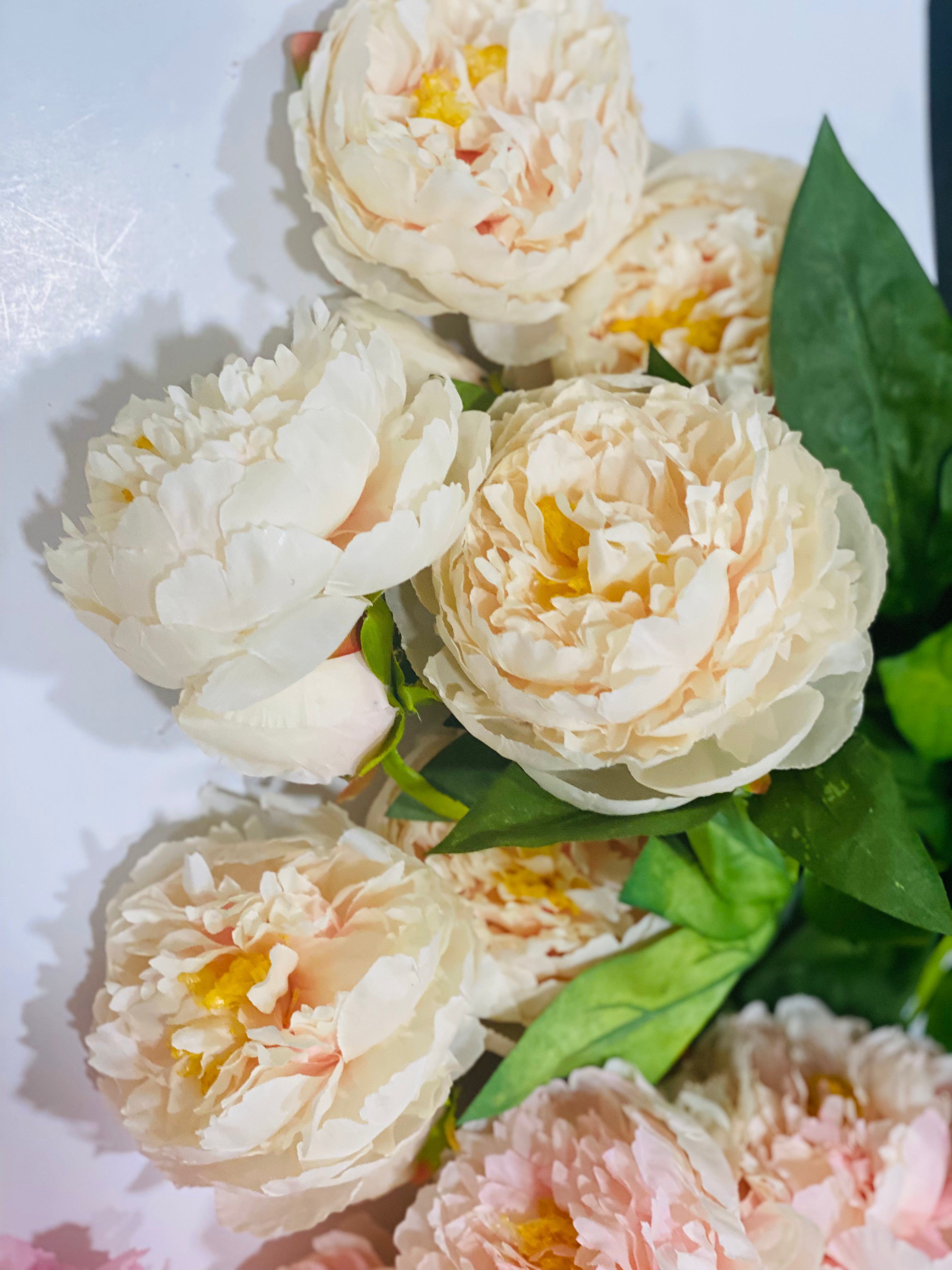 Realistic Artificial Peony - Bundle of 3 in Peach -bundle of 3 Stems - Florals photo