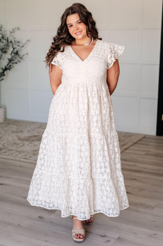 It's Giving Goddess V-Neck Flutter Sleeve Dress - SwagglyLife Home & Fashion