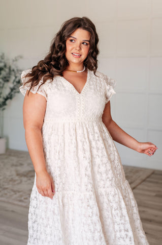 It's Giving Goddess V-Neck Flutter Sleeve Dress - SwagglyLife Home & Fashion