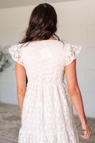 It's Giving Goddess V-Neck Flutter Sleeve Dress - SwagglyLife Home & Fashion