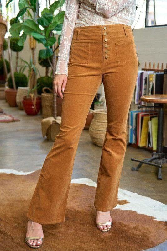 Jade by Jane Corduroy Flare Pants in CAMEL - pants photo