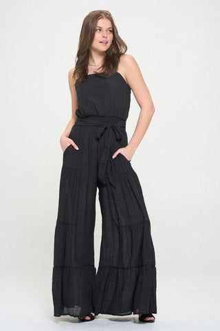 Jade By Jane PLUS Elastic Strap Tiered Jumpsuit - SwagglyLife Home & Fashion