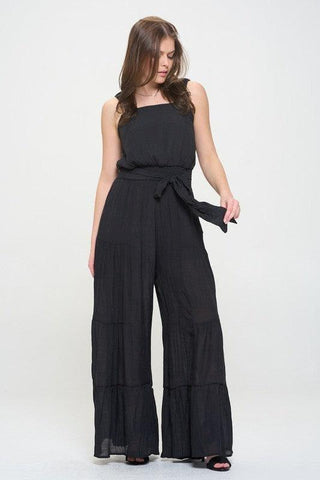 Jade By Jane PLUS Elastic Strap Tiered Jumpsuit - SwagglyLife Home & Fashion