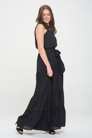 Jade By Jane PLUS Elastic Strap Tiered Jumpsuit - SwagglyLife Home & Fashion