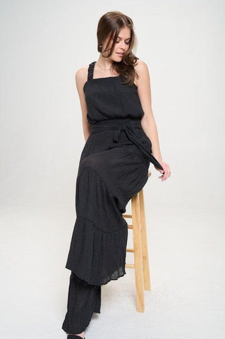 Jade By Jane PLUS Elastic Strap Tiered Jumpsuit - SwagglyLife Home & Fashion