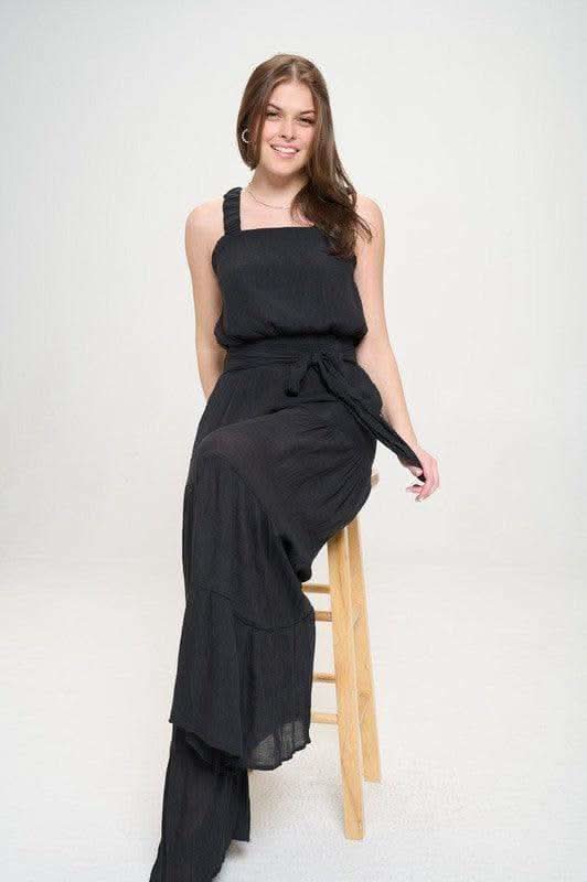 Jade By Jane PLUS Elastic Strap Tiered Jumpsuit - SwagglyLife Home & Fashion