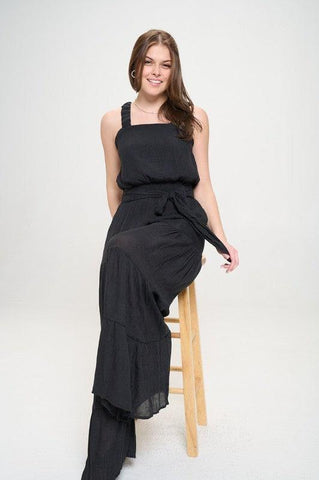 Jade By Jane PLUS Elastic Strap Tiered Jumpsuit - SwagglyLife Home & Fashion