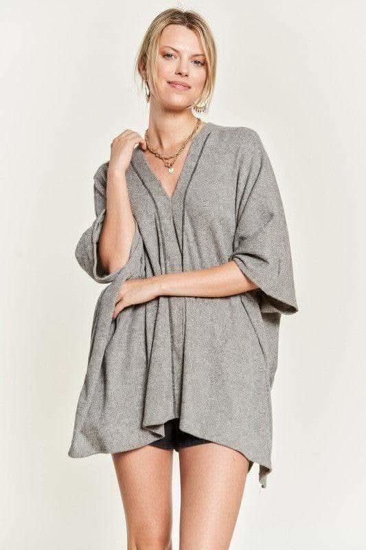 Jade By Jane V Neck Poncho Top - SwagglyLife Home & Fashion