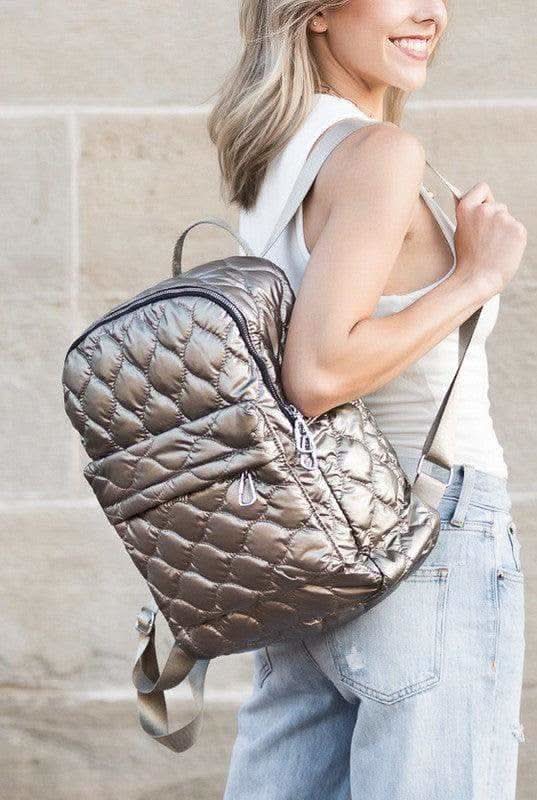Jade Metallic Puffer Backpack - SwagglyLife Home & Fashion