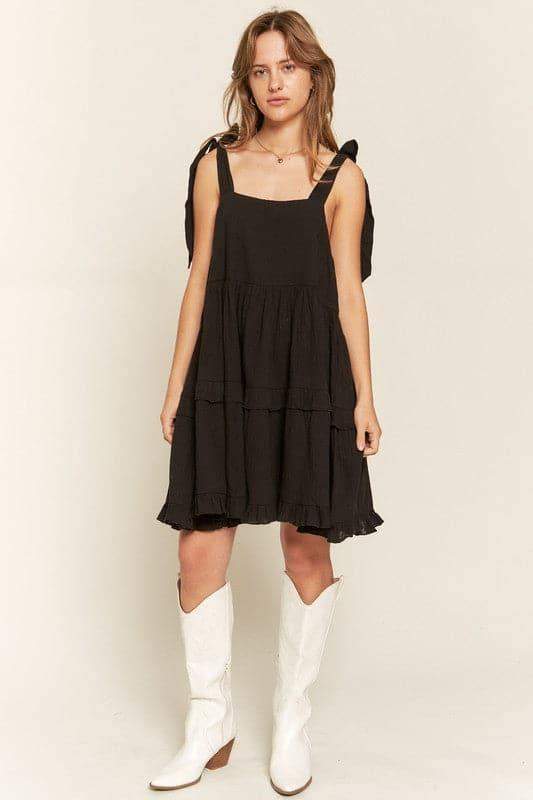 Jade Square Neck Ruffle Dress - SwagglyLife Home & Fashion