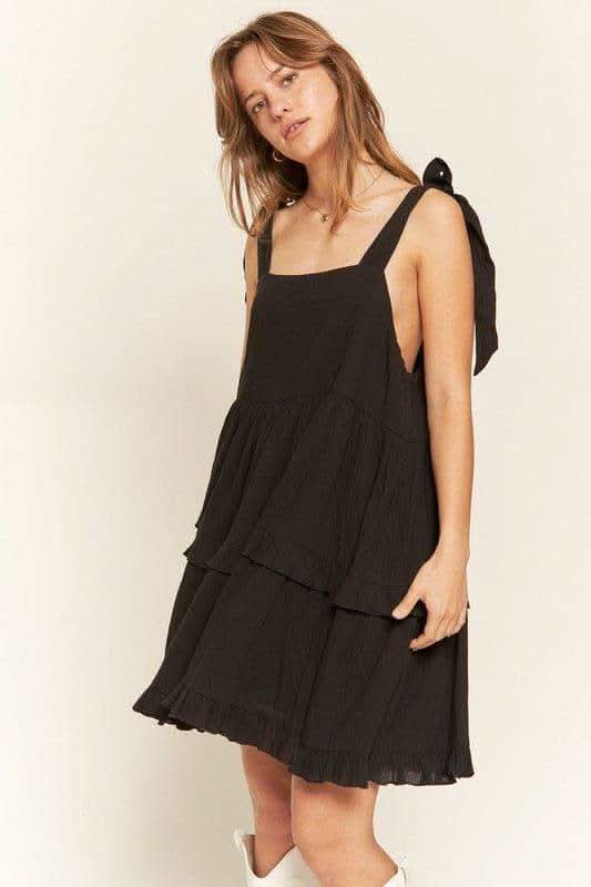 Jade Square Neck Ruffle Dress - SwagglyLife Home & Fashion