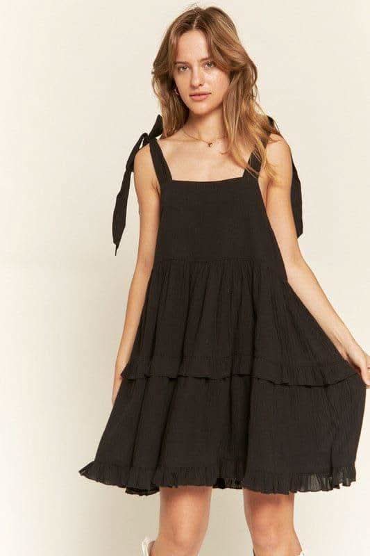 Jade Square Neck Ruffle Dress - SwagglyLife Home & Fashion