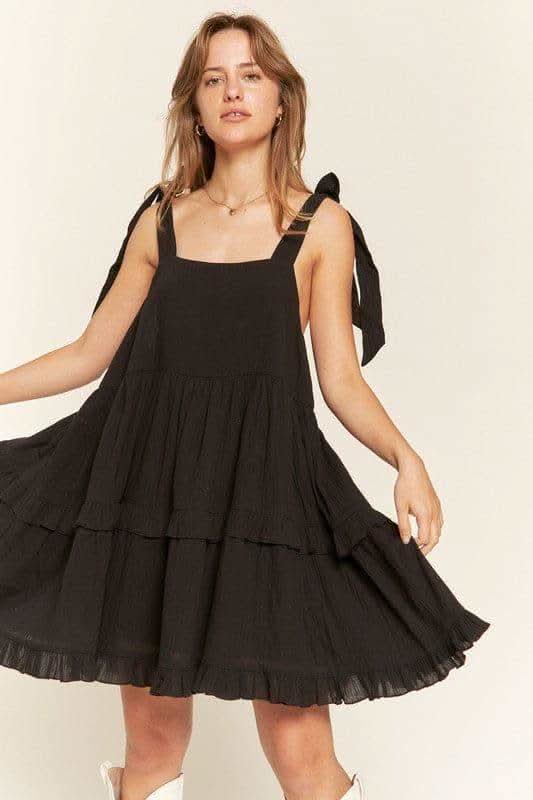 Jade Square Neck Ruffle Dress - SwagglyLife Home & Fashion