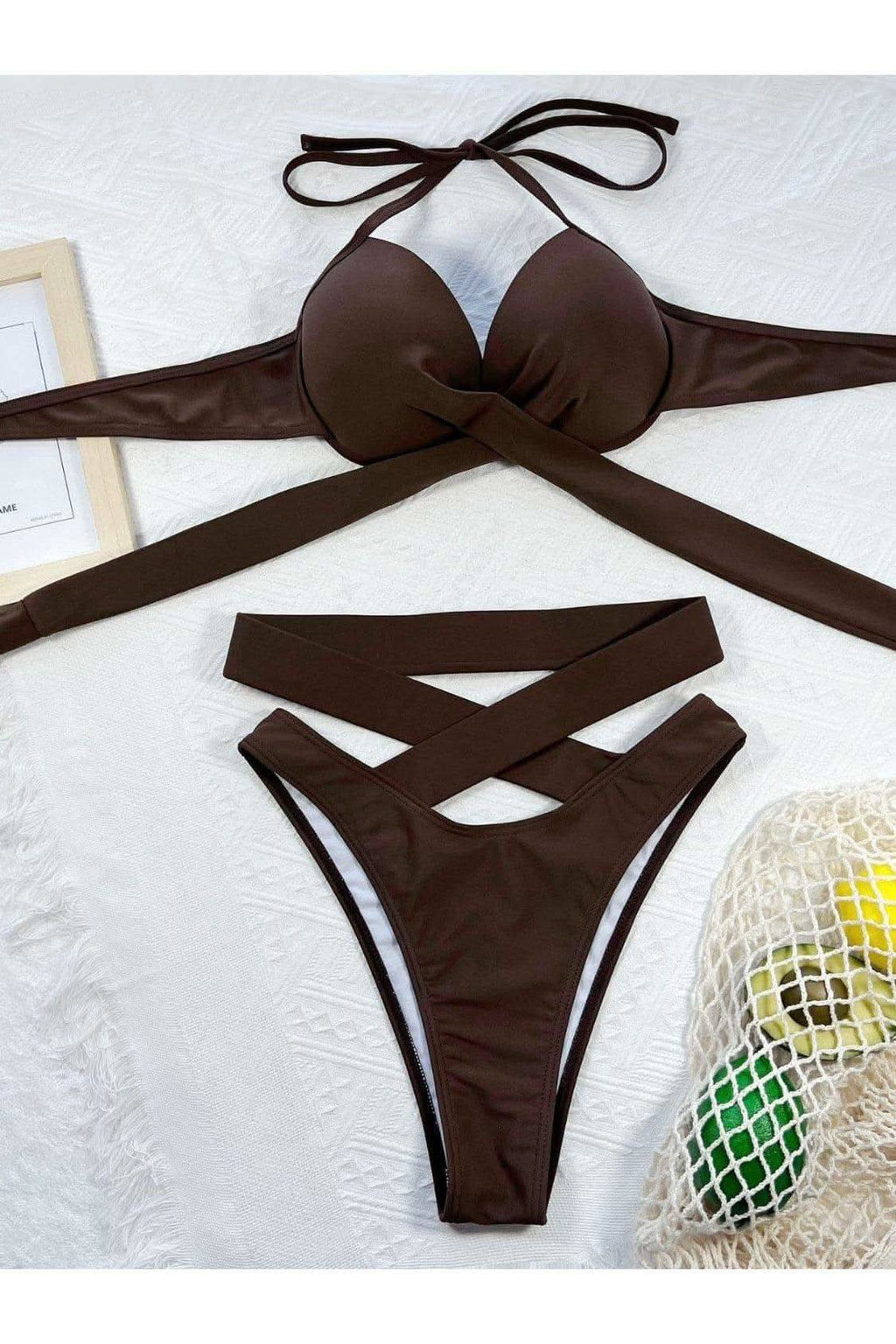 Crisscross Halter Neck Bikini Set - SwagglyLife Home & Fashion