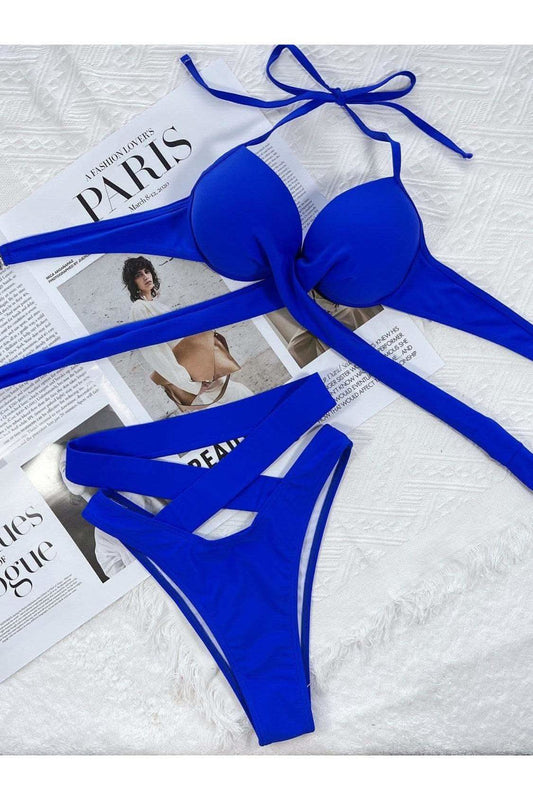 Crisscross Halter Neck Bikini Set in - photo